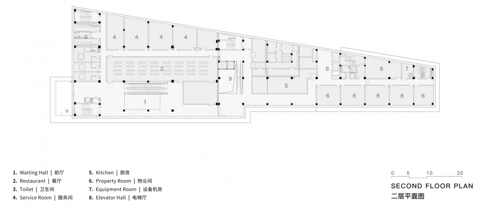 Second Floor Plan 二层平面图©UAD hangzhou west station bus hub
