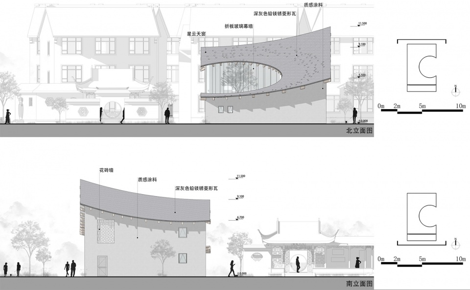 feijiabang village service center南北立面图