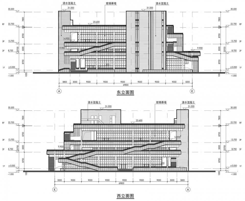 蛇口文体公园 东西立面图 shekou cultural and sports park