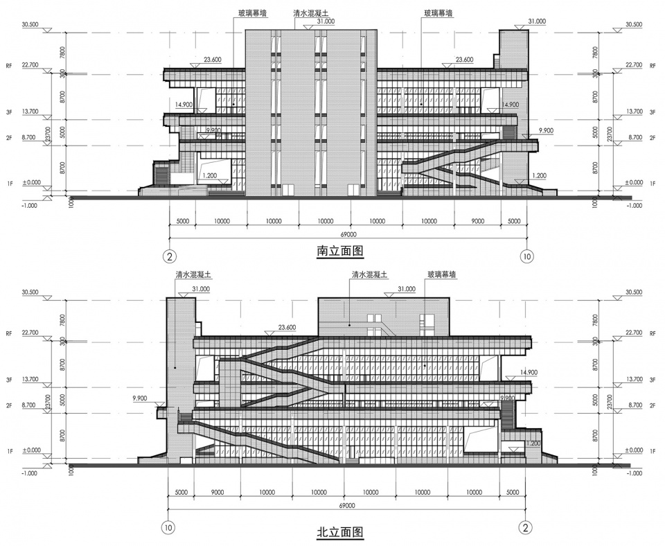 蛇口文体公园 南北立面图 shekou cultural and sports park