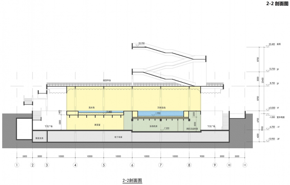 蛇口文体公园 2 2剖面图 shekou cultural and sports park