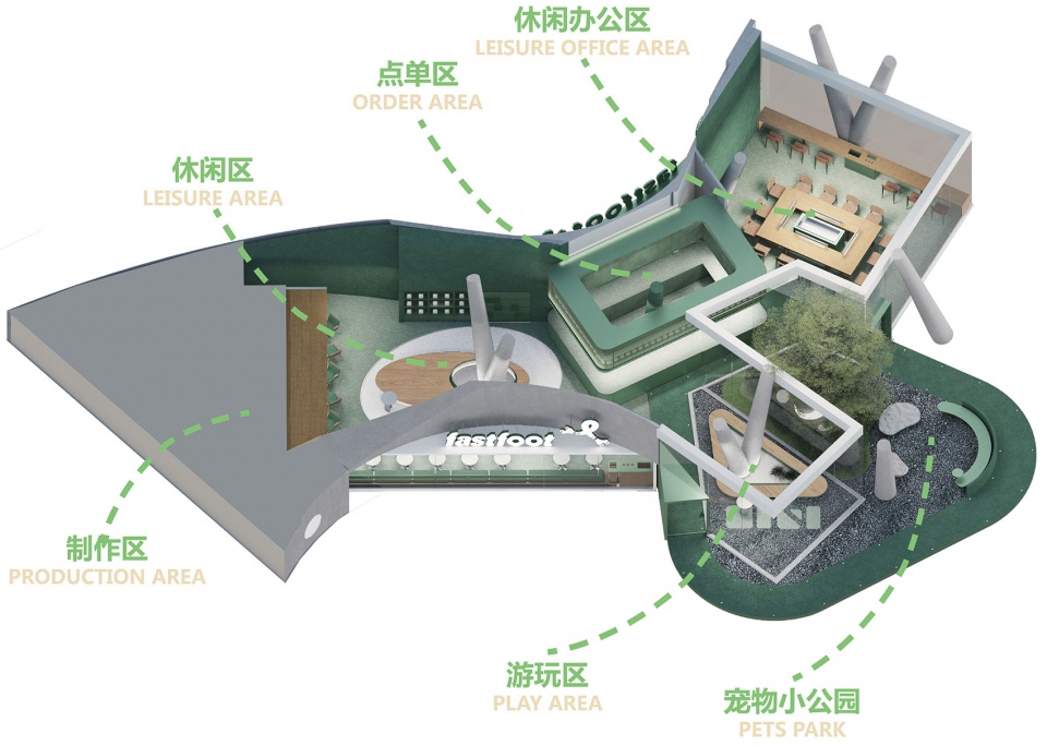 轴测图fastfoot coffee company yue city mall
