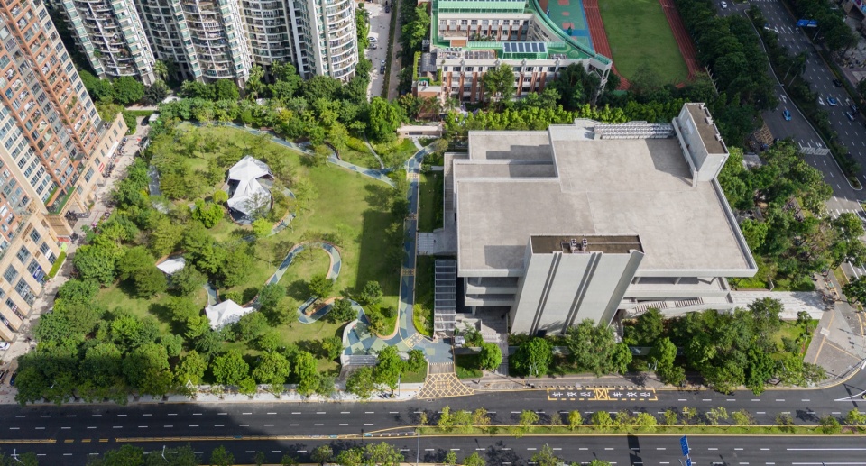 鸟瞰场地公园以及建筑 @张超 shekou cultural and sports park