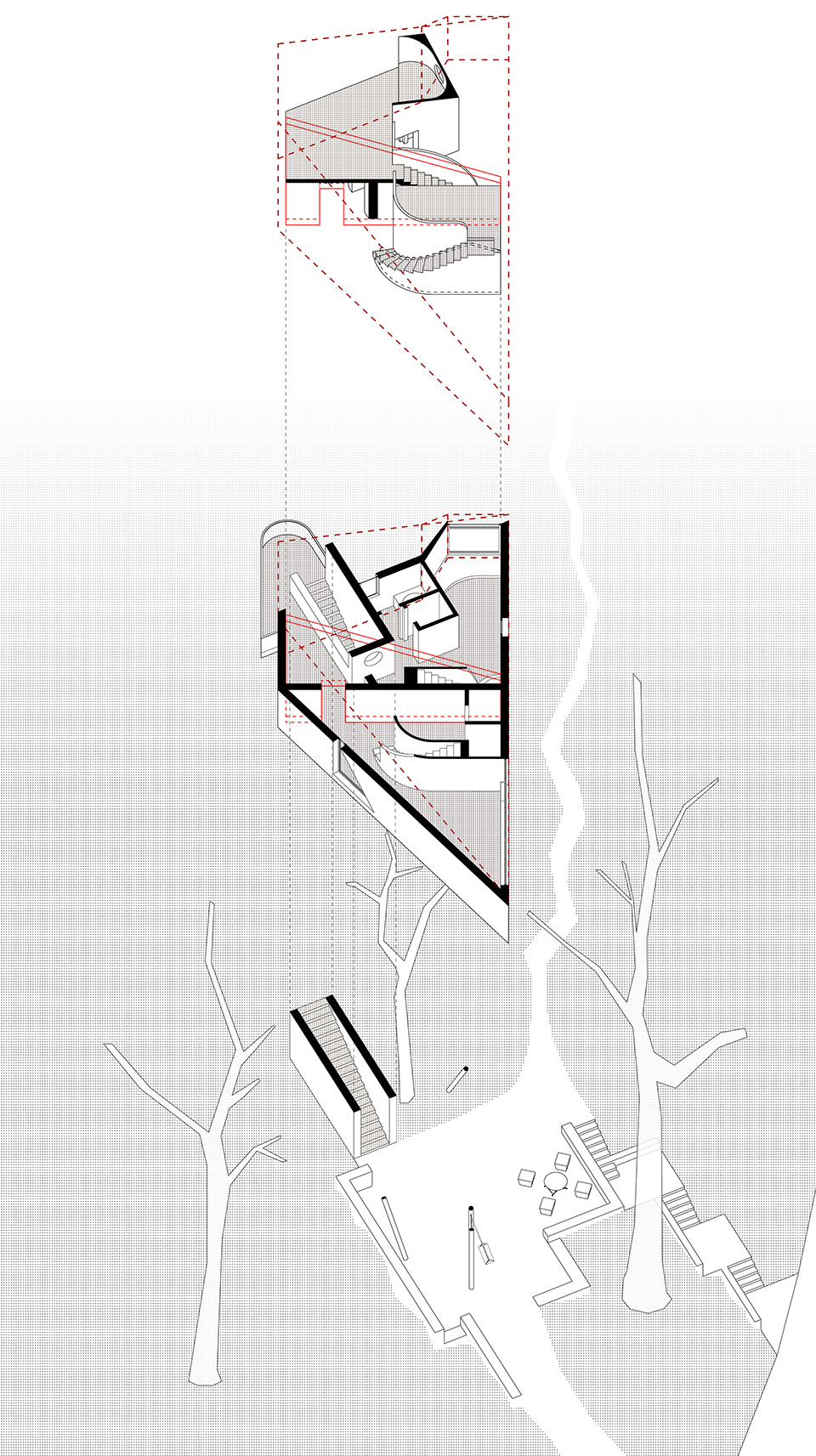the treehouse mask in the forest by moguang studio
