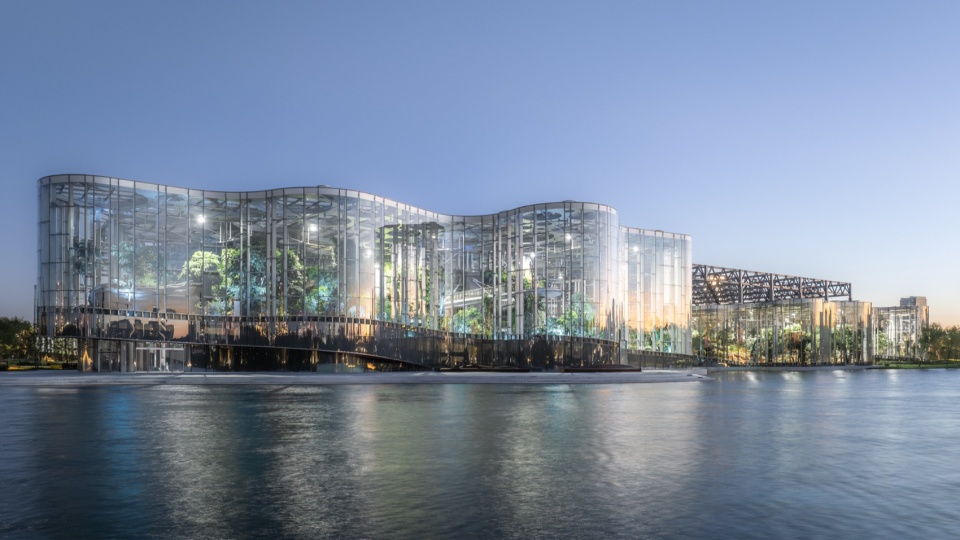 Expo Cultural Park Greenhouse Garden CreateAR exterior evening
