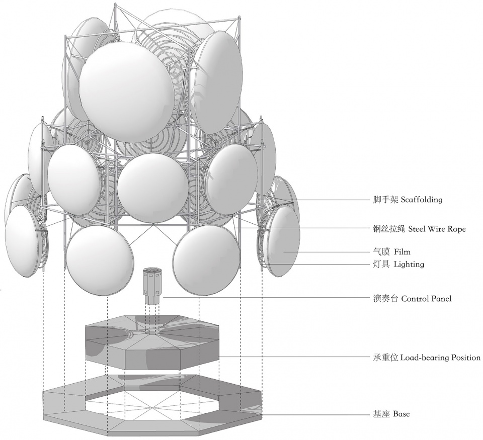 露珠塔结构设计 © 大星吉子 Structure design of the Dewdrop Tower © Daxing Jizi dewdrop tower by daxing jizi design