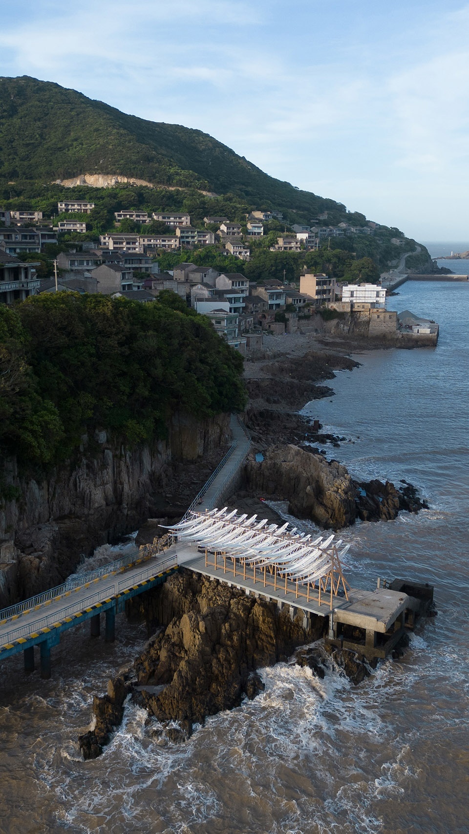 seaside pavilion on chai shan island zhoushan by