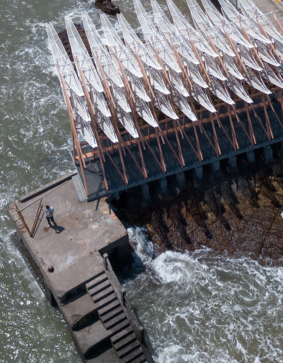 seaside pavilion on chai shan island zhoushan by
