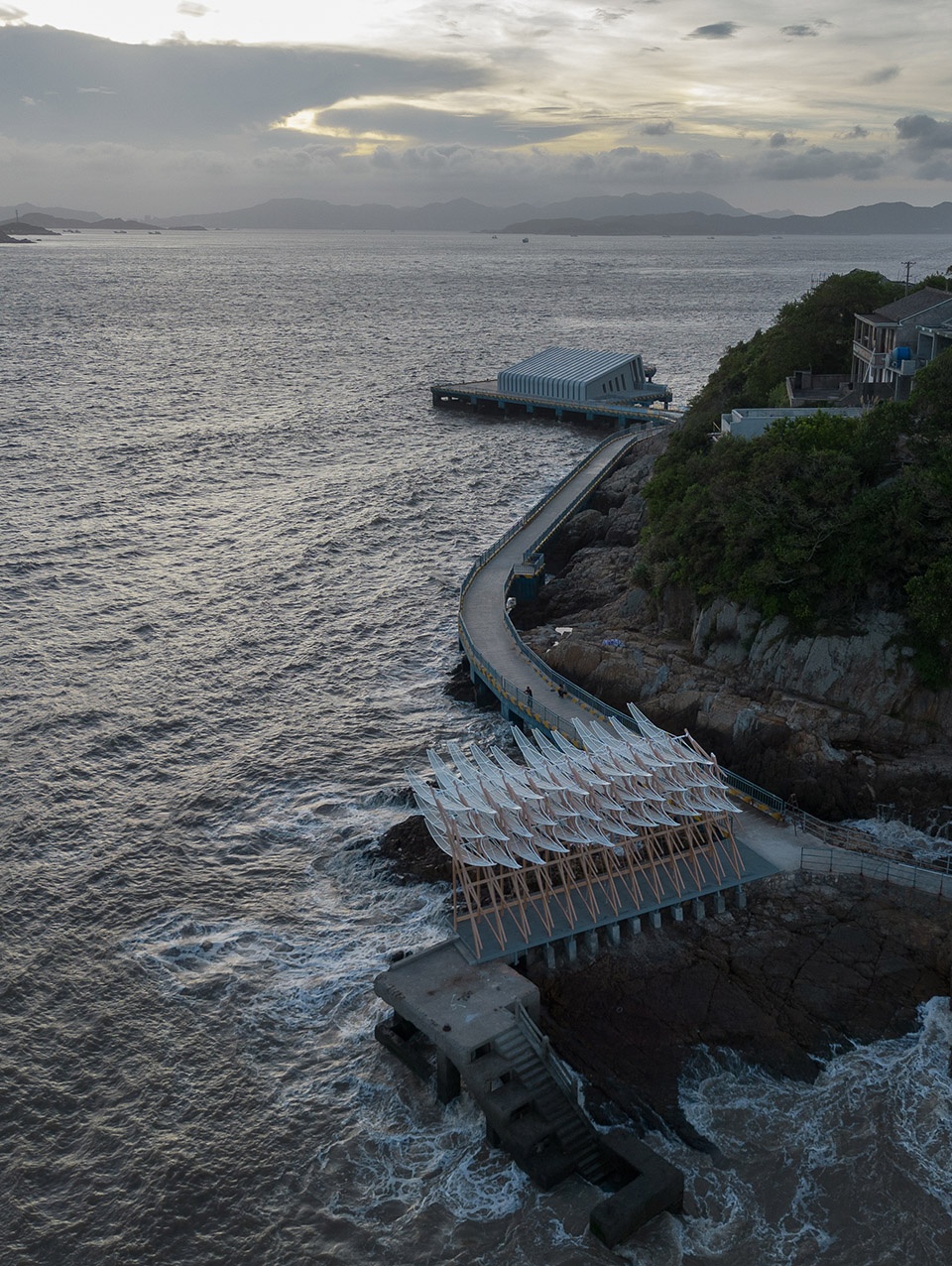 seaside pavilion on chai shan island zhoushan by