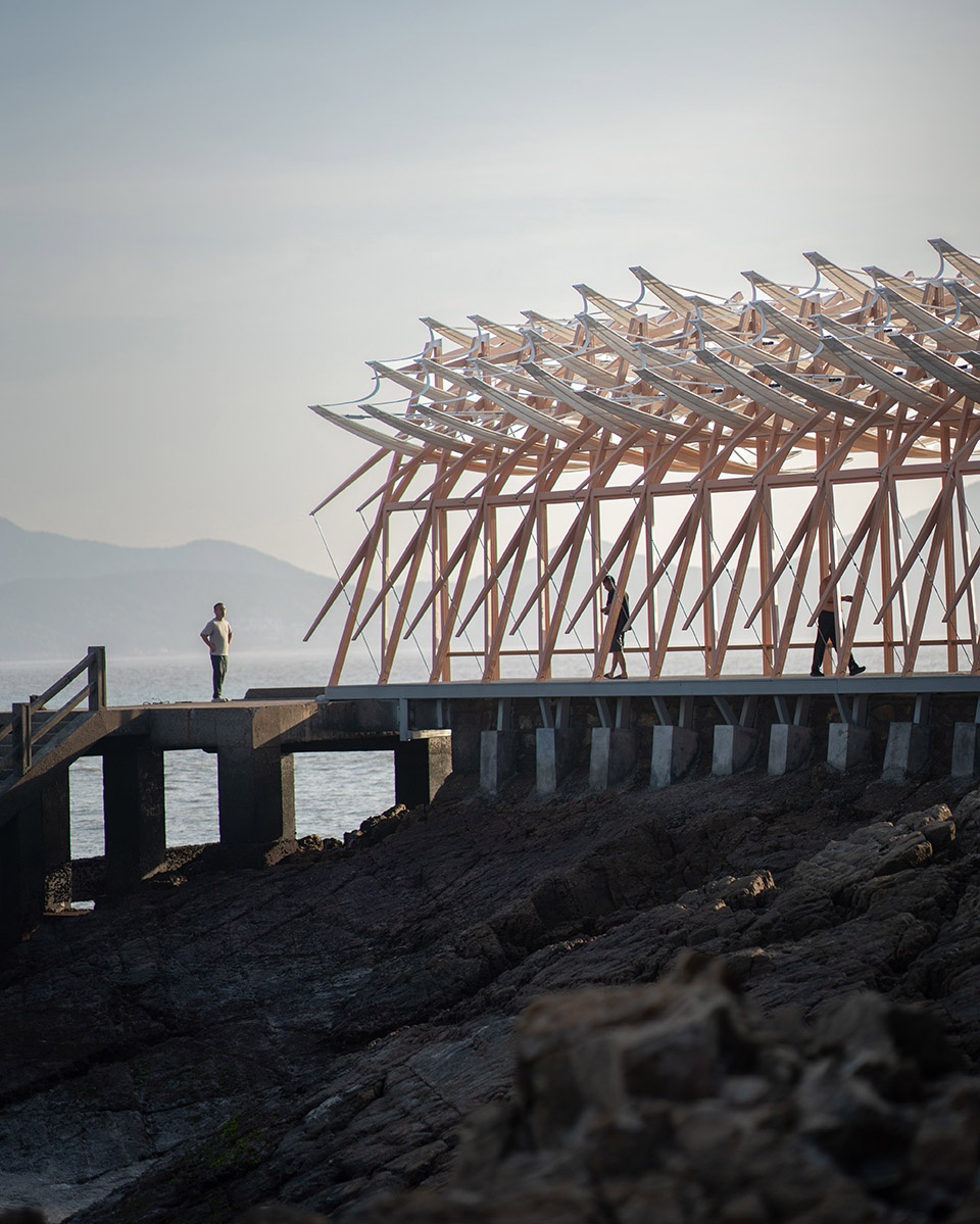 seaside pavilion on chai shan island zhoushan by