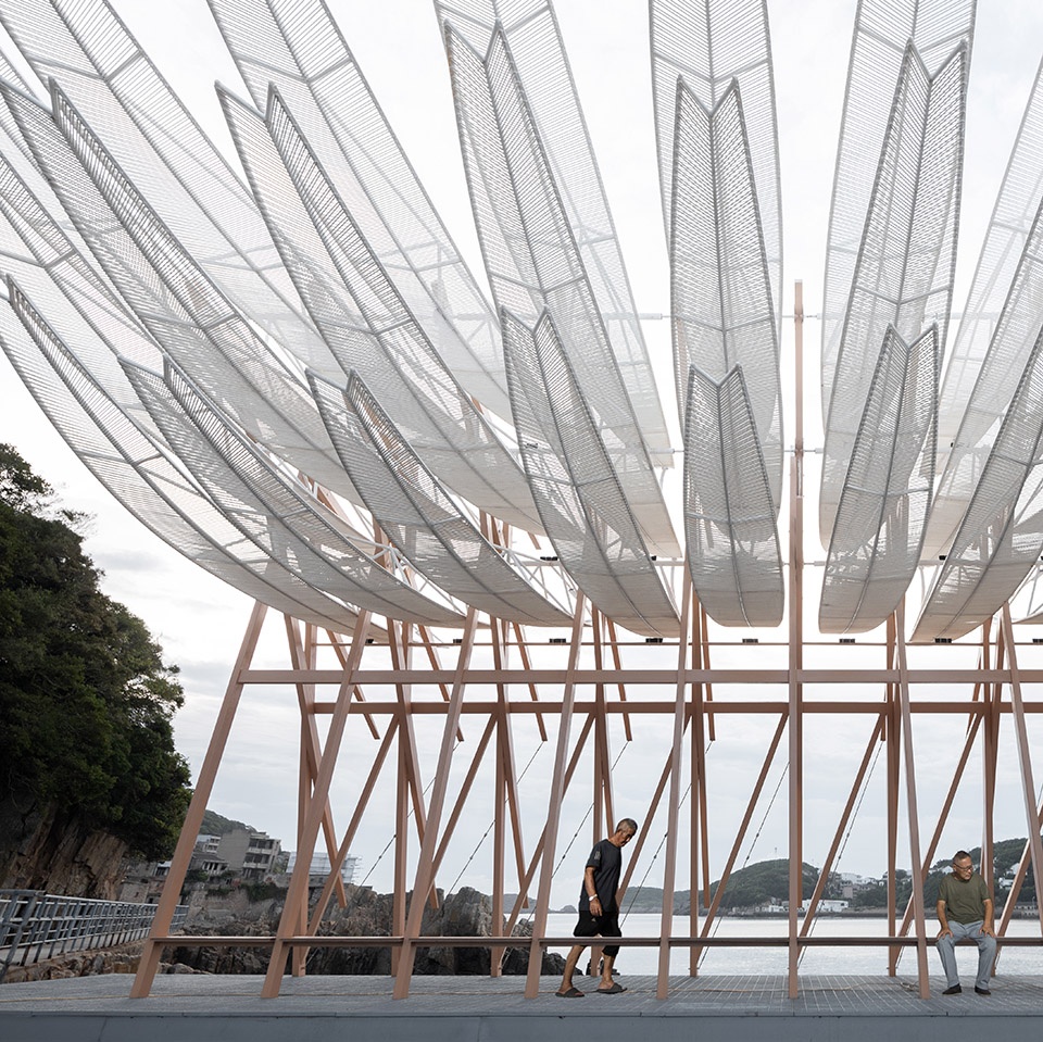 seaside pavilion on chai shan island zhoushan by