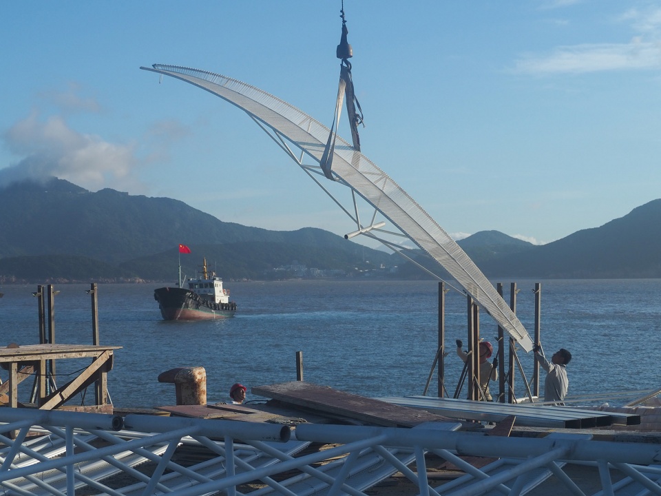 seaside pavilion on chai shan island zhoushan by