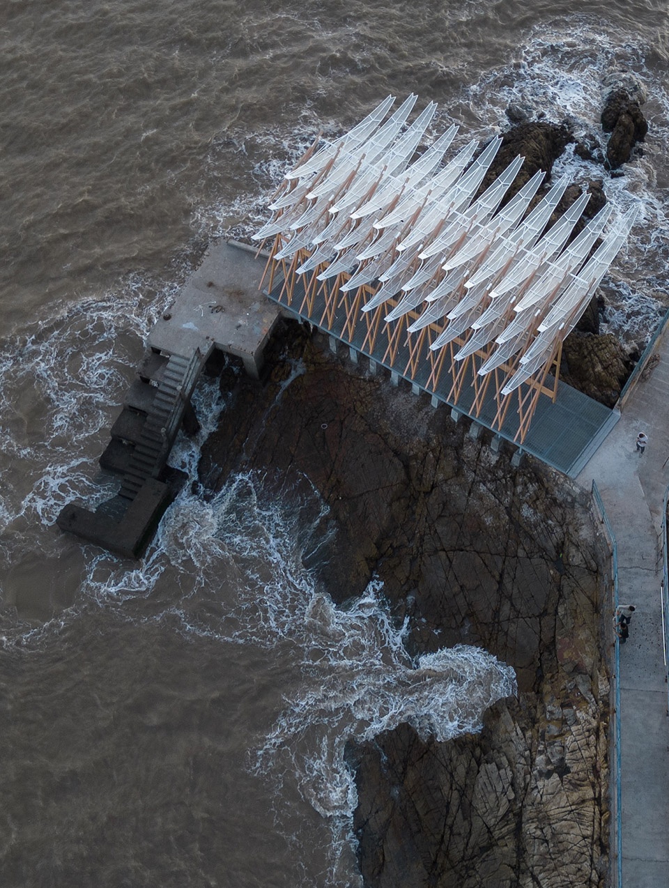 seaside pavilion on chai shan island zhoushan by