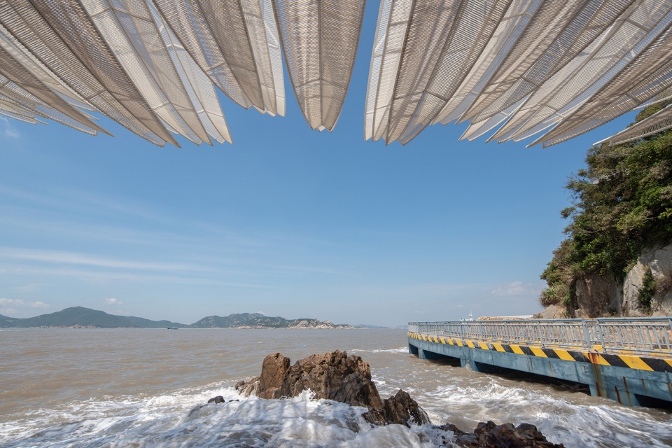 seaside pavilion on chai shan island zhoushan by