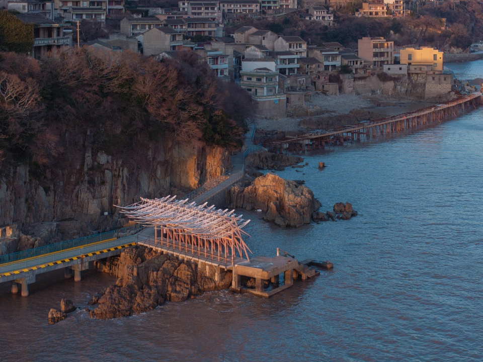 seaside pavilion on chai shan island zhoushan by