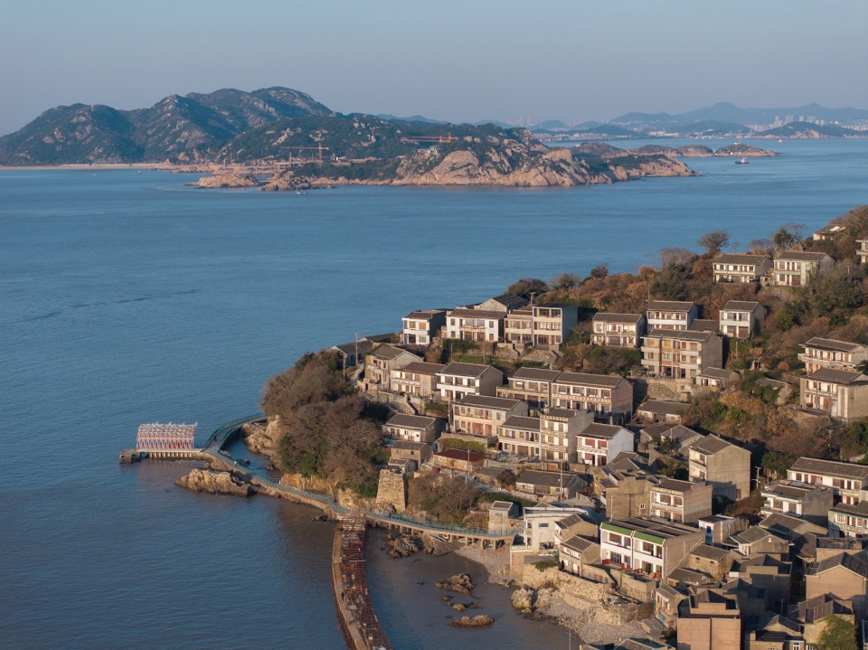 seaside pavilion on chai shan island zhoushan by