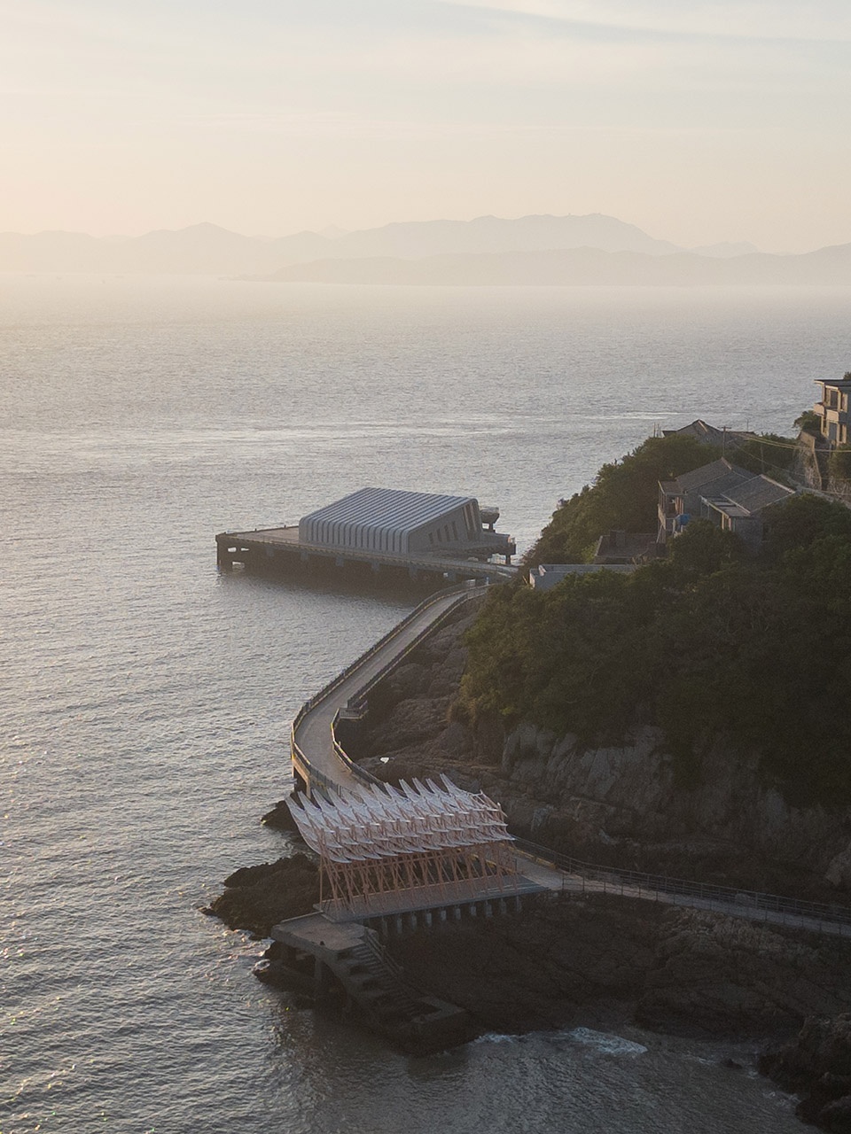 seaside pavilion on chai shan island zhoushan by
