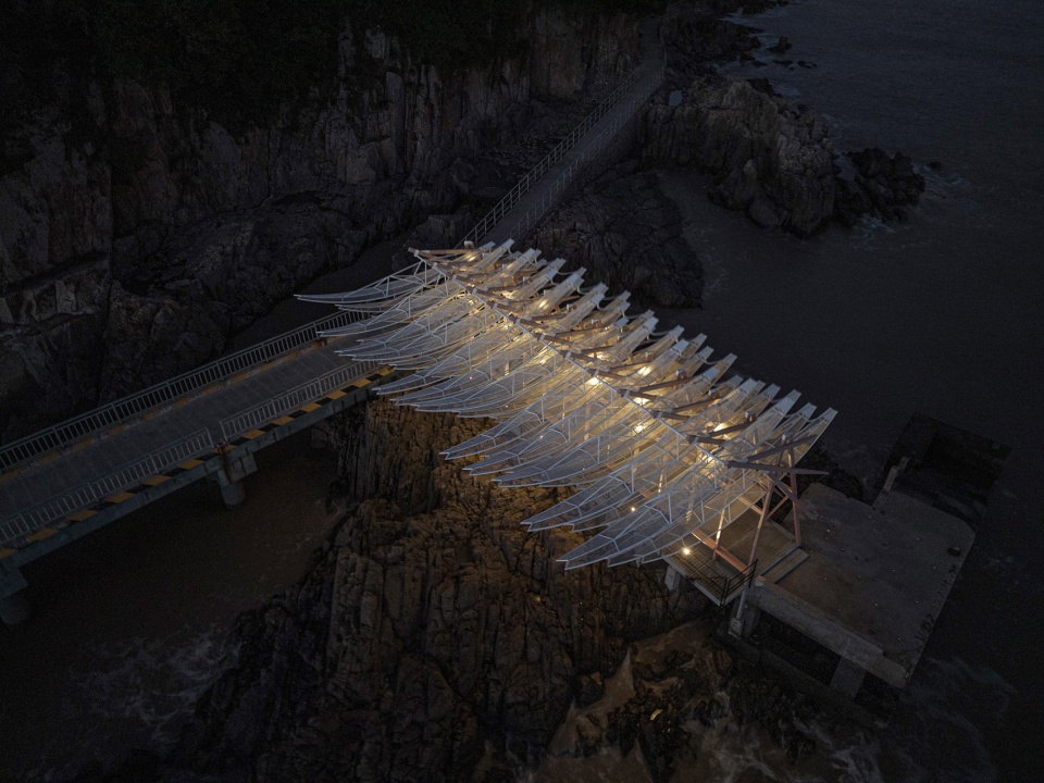 seaside pavilion on chai shan island zhoushan by