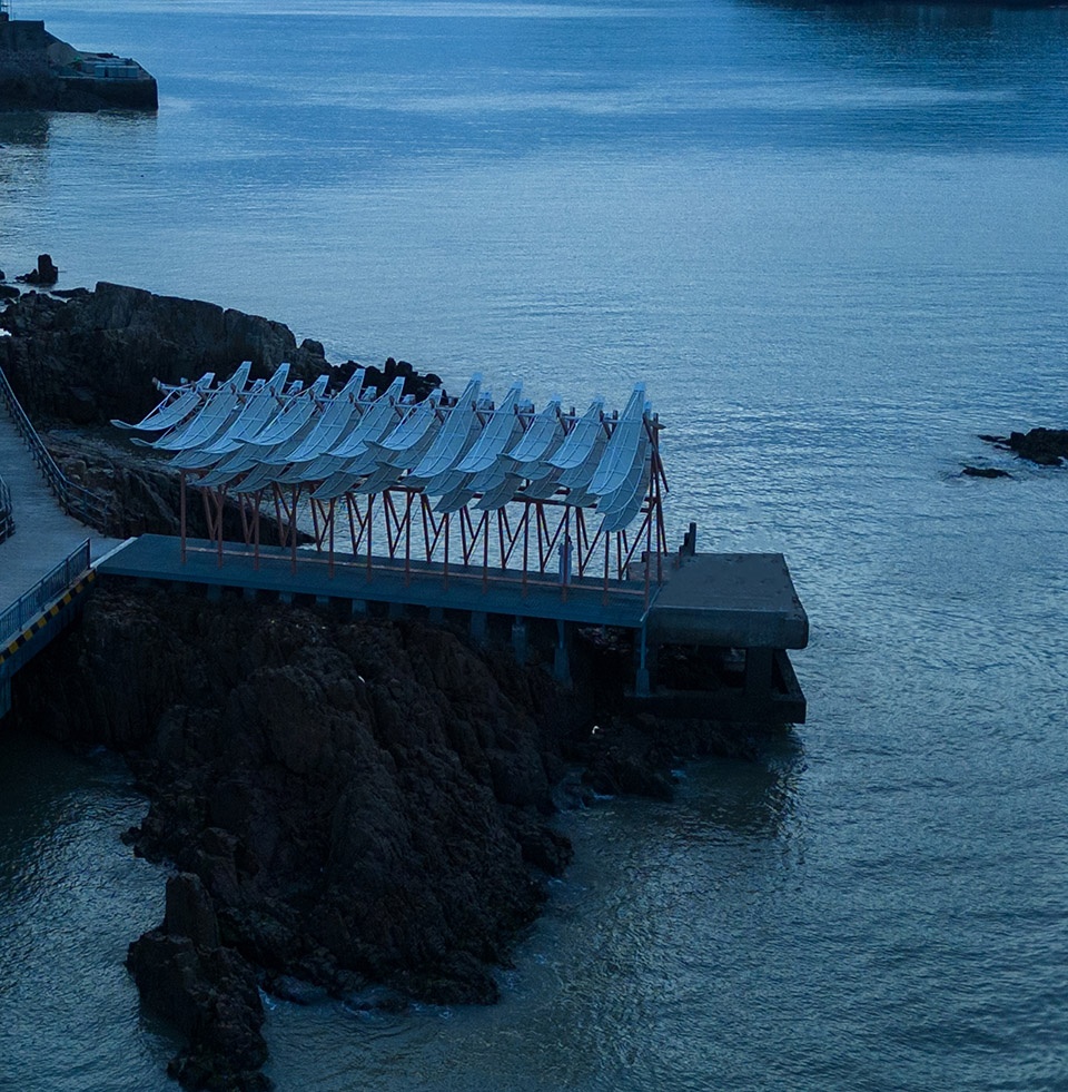 seaside pavilion on chai shan island zhoushan by