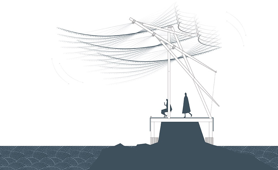 seaside pavilion on chai shan island zhoushan by