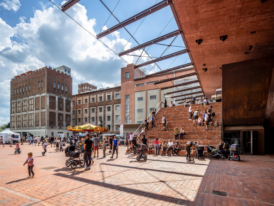 gampa and sfera with public spaces of automatic mills in pardubice by sepka architekti
