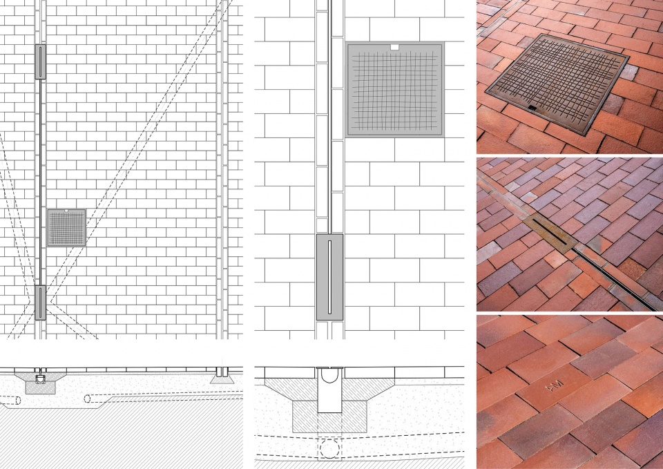 Public spaces DETAIL pavement bricks gampa and sfera with public spaces of automatic mills