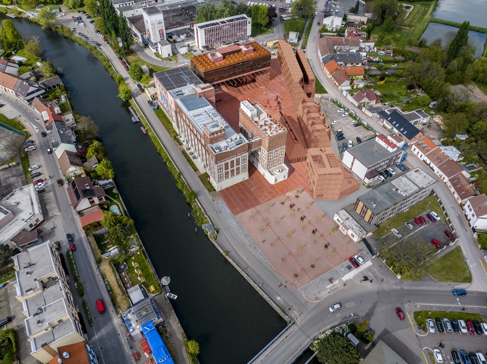 Public spaces aerial view PROPOSAL gampa and sfera with public spaces of automatic mills