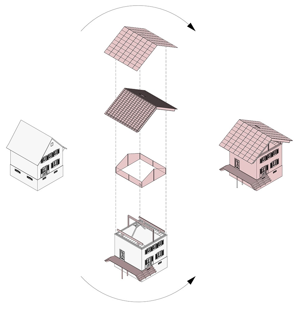 house with a flying roof by lorenz bachmann architect