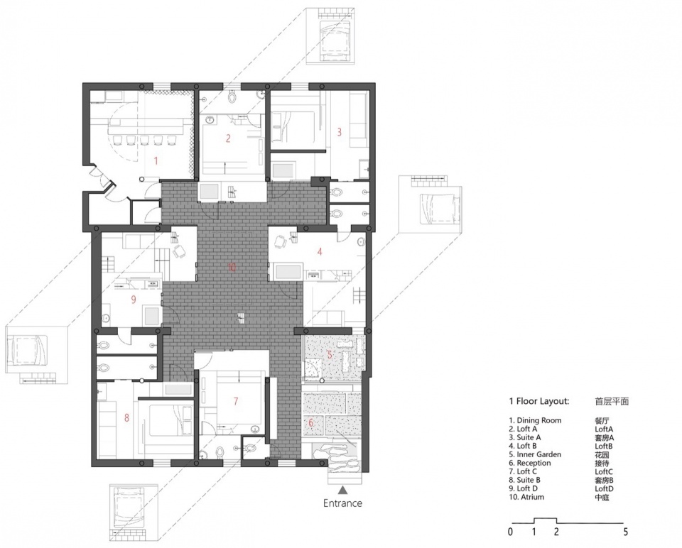 Tiled roof courtyard by Beijing Jimei Survey and Design Co Ltd gbq