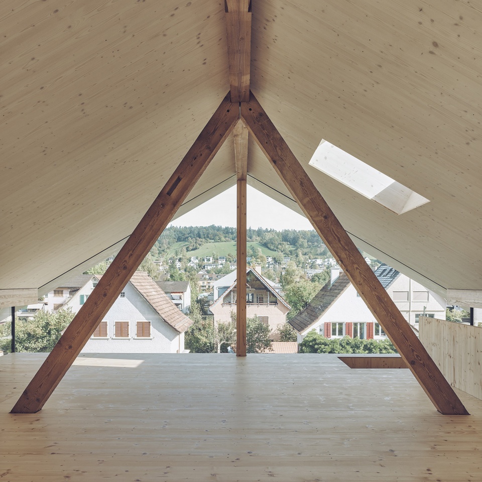 house with a flying roof by lorenz bachmann architect
