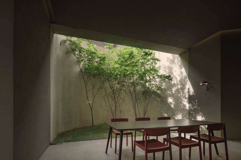The seasonal skylight forest garden creates a unique interplay of light and shadow ©W Workspace