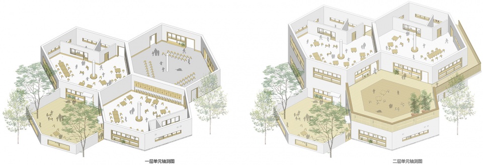 axonometric Bilingual Kindergarten Scenic Architecture Office