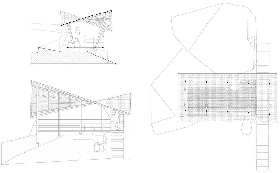 linear steel pavilion group in baishuidong by youtian architects