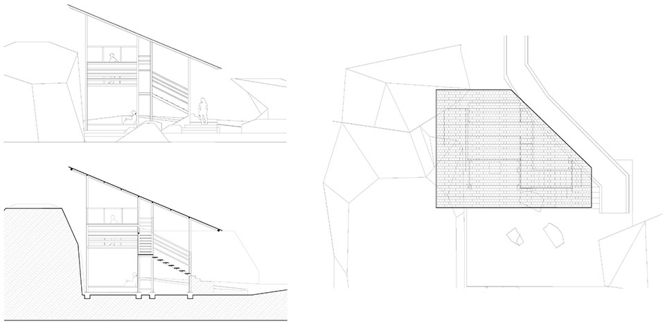 linear steel pavilion group in baishuidong by youtian architects