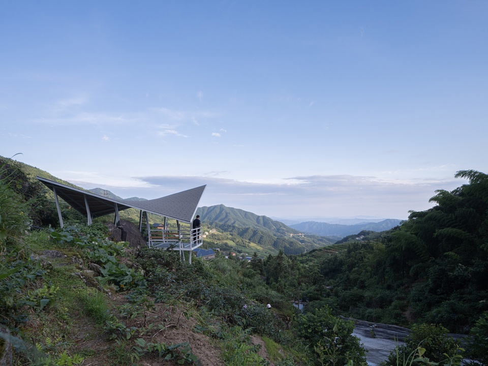 linear steel pavilion group in baishuidong by youtian architects