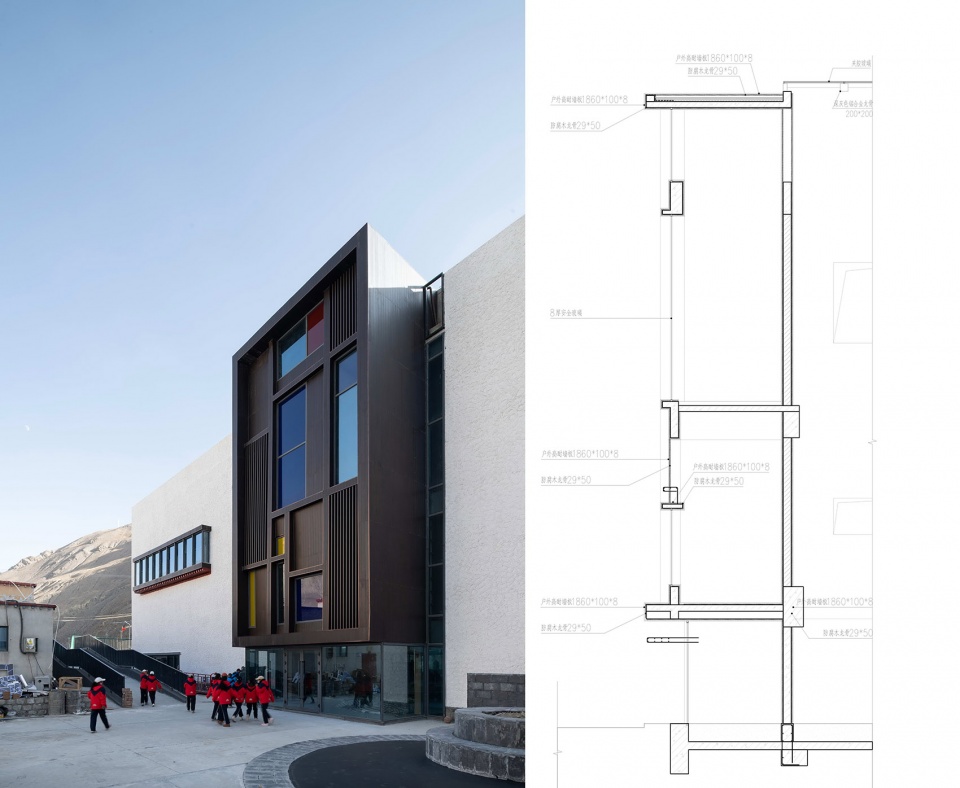 the multifunctional art center of lhozhag county middle school by shenzhen huahui design