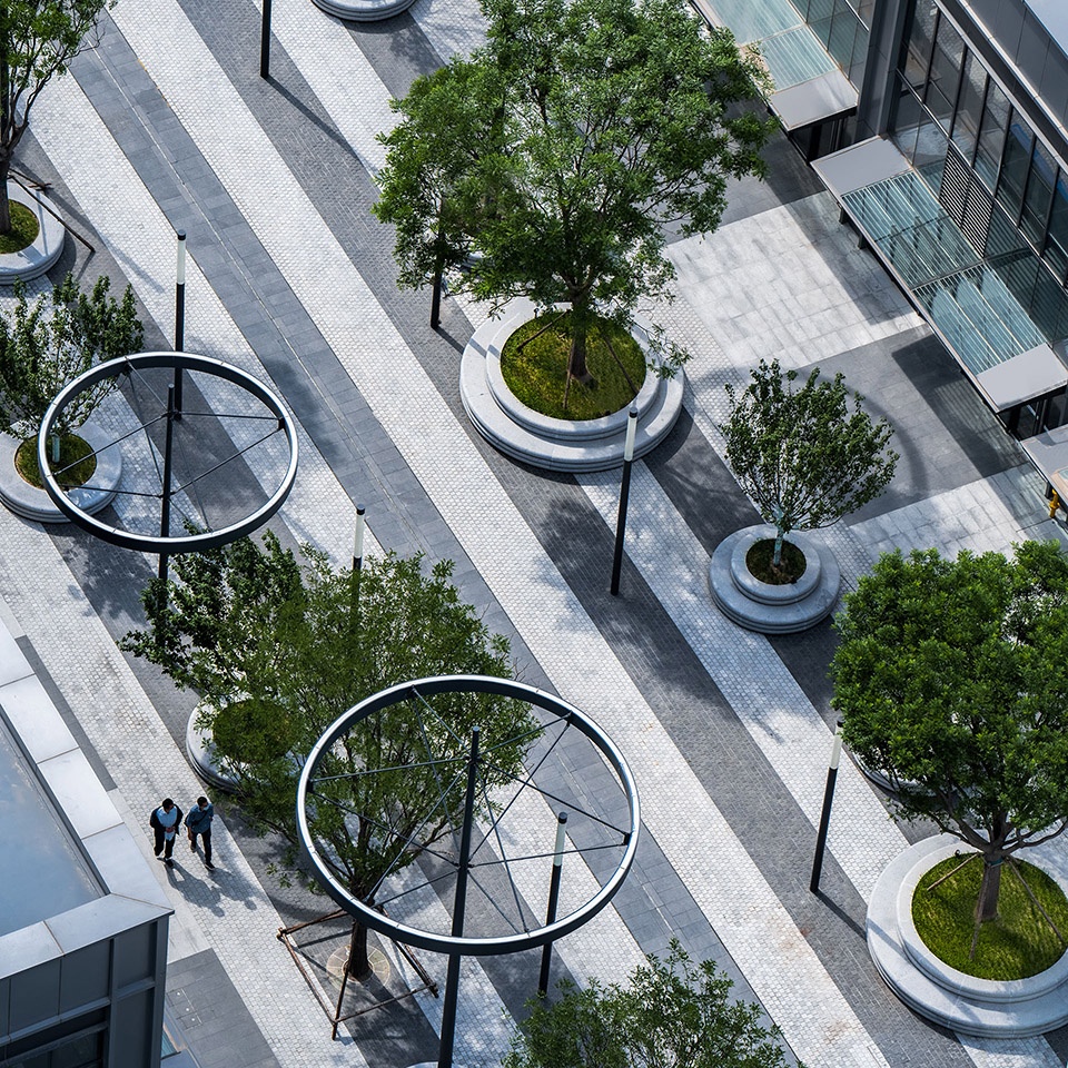 rongchuang office tower plaza by ballistic architecture machine bam