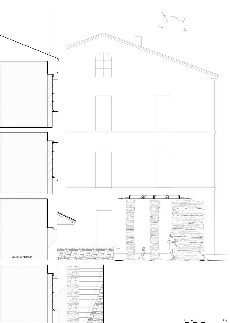development of the entrance forecourt of the montlaur barracks in bonifacio by orma architettura