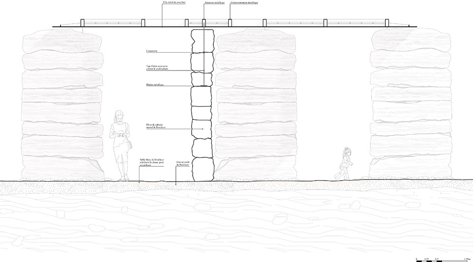 development of the entrance forecourt of the montlaur barracks in bonifacio by orma architettura
