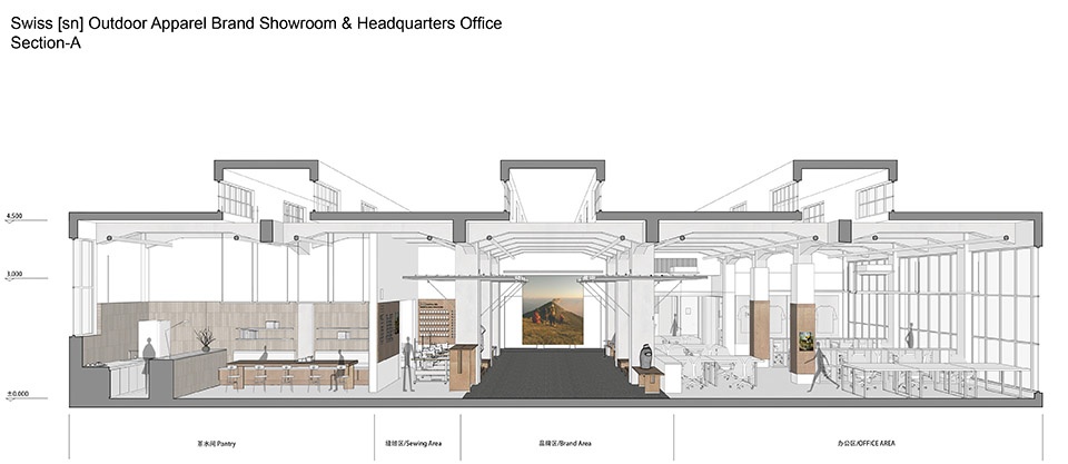 swiss outdoor apparel brand showroon hq by aam architects