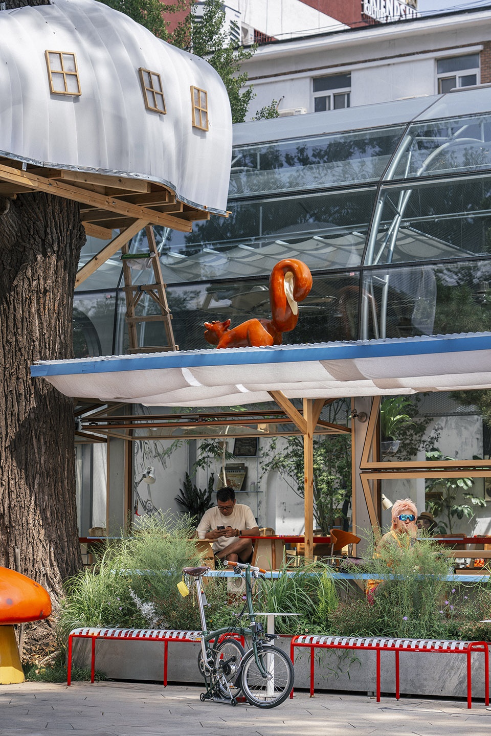 metal hands coffee youyi store by sa architects