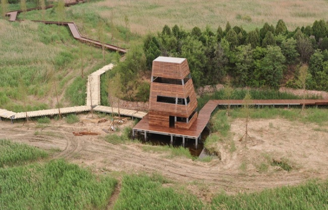 Reed Pavilion, Bird-watching Tower &#8211;Park service building series in Xingxiang Ecological Park by Atelier Folie -Duan Wei Studio + Shanghai Lingwo Landscape &#8211; Li Di Studio