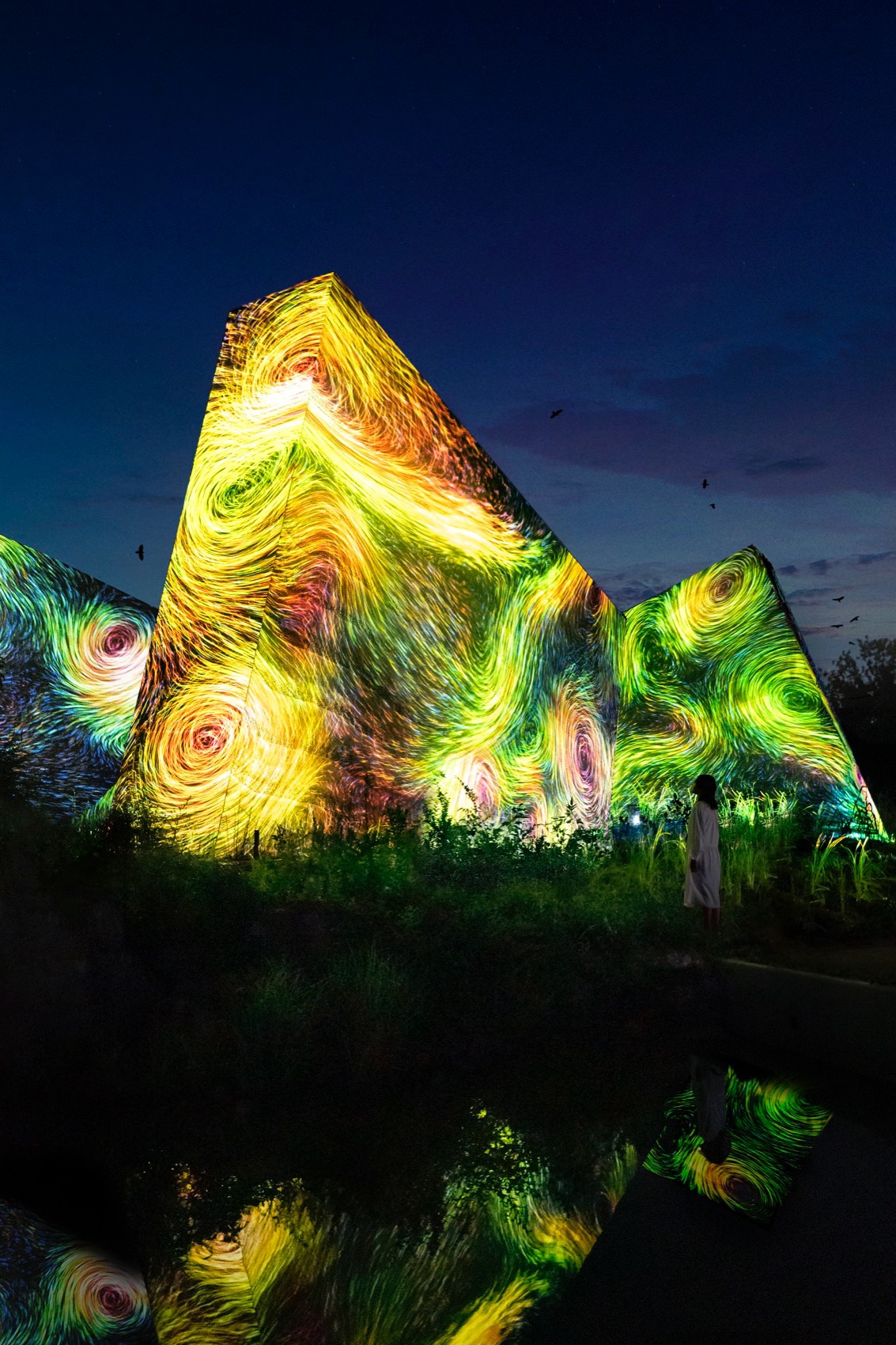 Sculptures of Dissipative Birds in the Wind by teamLab - 谷德设计网