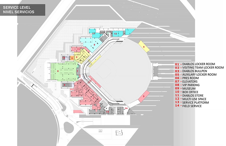 diablos rojos stadium by fgp atelier taller adg