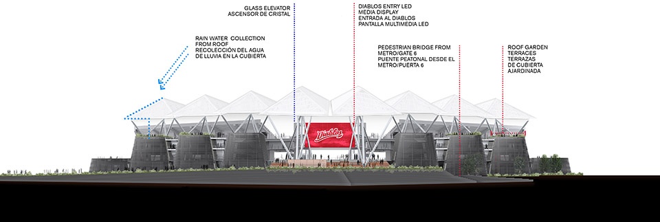 diablos rojos stadium by fgp atelier taller adg