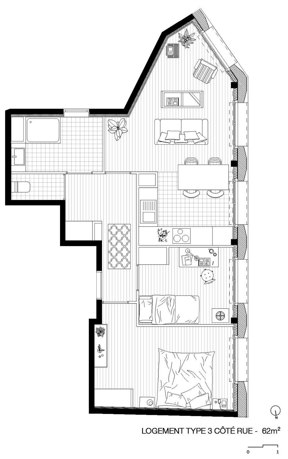 housing units in solid stone by mao architects