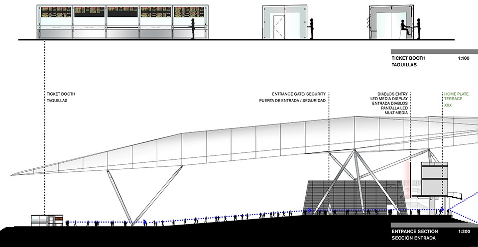 diablos rojos stadium by fgp atelier taller adg