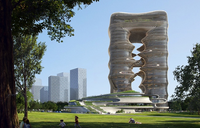 扎哈·哈迪德建筑事务所设计的深圳一丹中心项目完成结构封顶