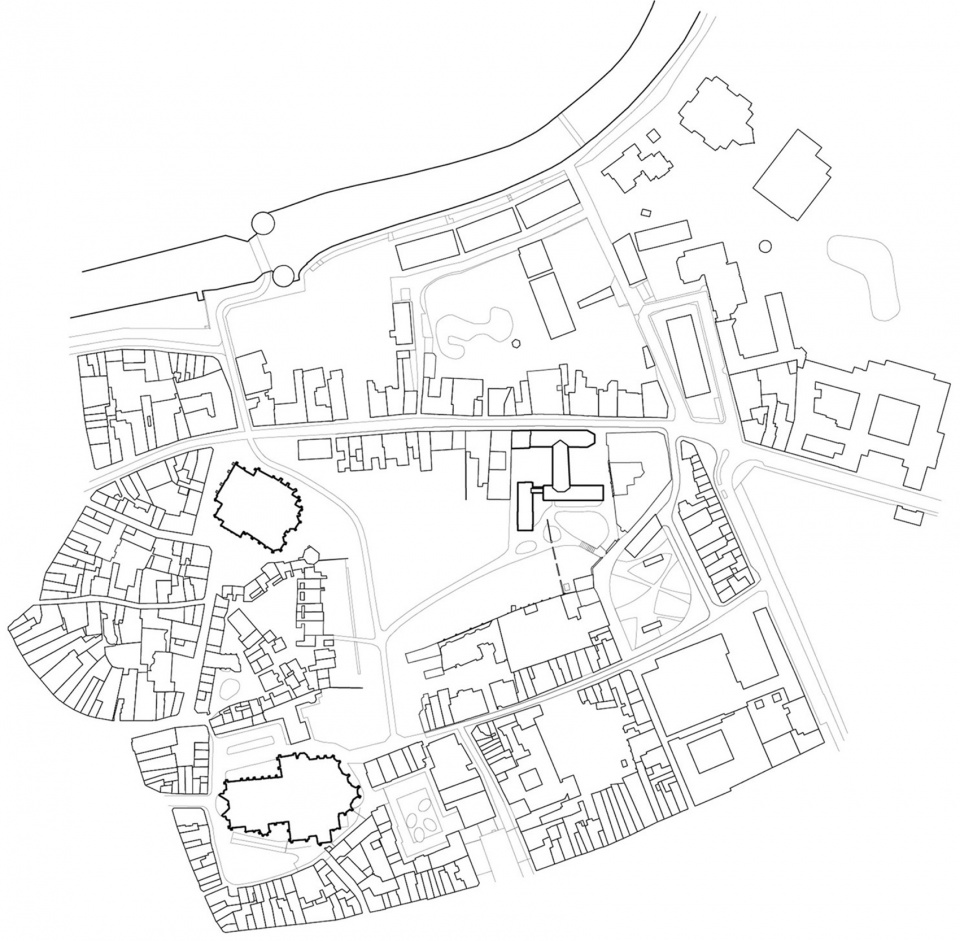 Abby Kortijk in dialogue with the park and the surrounding public buildings © Barozzi Veiga
