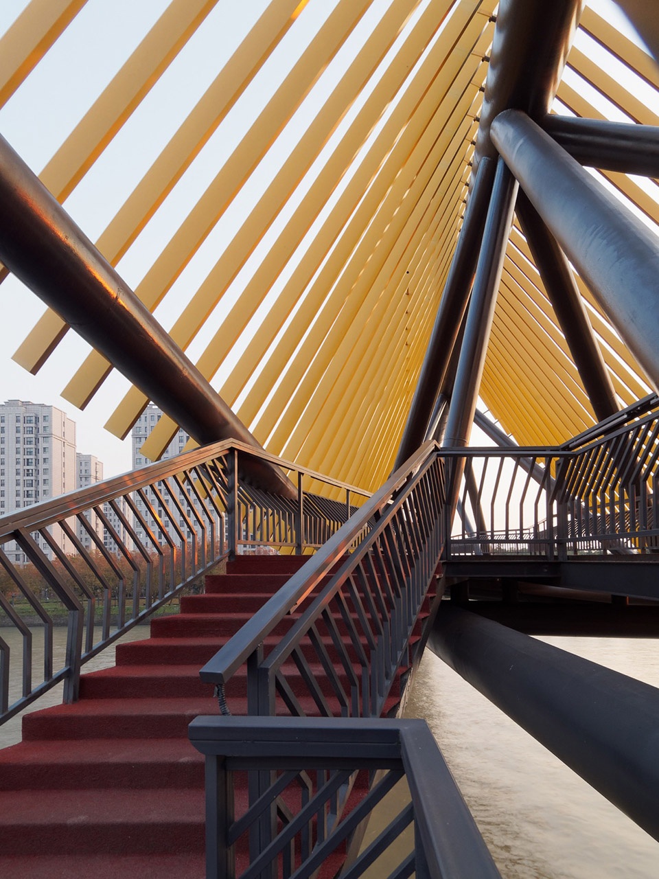 Tassel Bridge Pedestrian Bridge on the North Side of Nanqing Garden Qingpu by Atelier Z temp architects